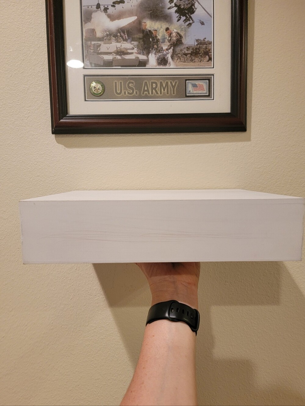 NWT White Distressed Wood Floating Wall Shelf